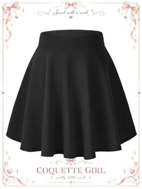 Stretchy Flared A-Line Mini Skater Skirt High Rise Casual